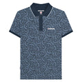 Navy-Dusky Blue - Front - Lambretta Mens AW24 Paisley Tonal Polo Shirt