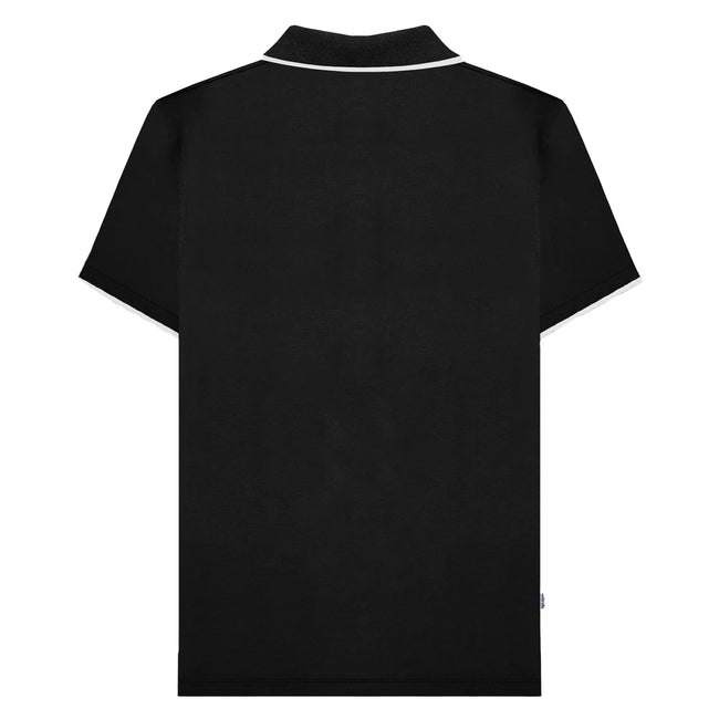 Black - Back - Lambretta Mens Gingham All-Over Print Big & Tall Polo Shirt