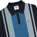 Navy - Side - Lambretta Mens AW24 Vintage Panelled Long-Sleeved Polo Shirt