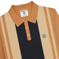 Tobacco - Side - Lambretta Mens AW24 Vintage Panelled Long-Sleeved Polo Shirt