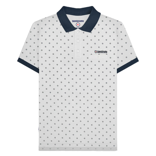 White-Navy - Front - Lambretta Mens AW24 Target Polo Shirt