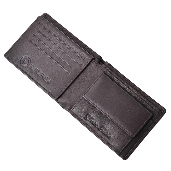 Dark Brown - Back - Lambretta Punched Leather Wallet
