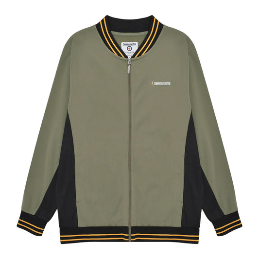 Khaki Green-Black-Gold - Front - Lambretta Mens Vintage Track Jacket