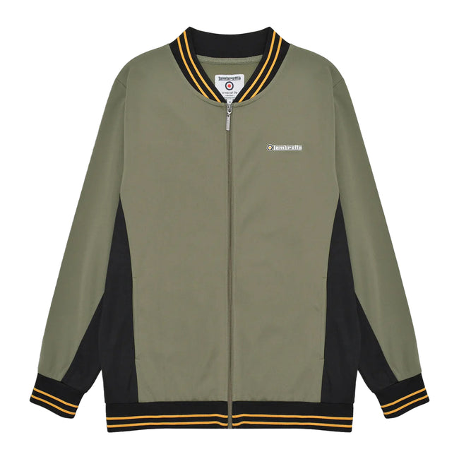Khaki Green-Black-Gold - Front - Lambretta Mens Vintage Track Jacket