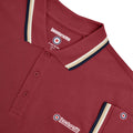 Burgundy-Cream-Navy - Side - Lambretta Mens Triple Tipped Polo Shirt