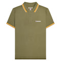 Khaki Green-Tobacco-Cream - Front - Lambretta Mens Triple Tipped Polo Shirt