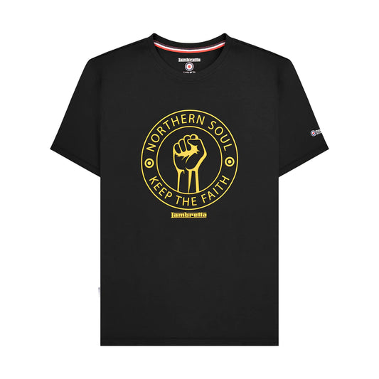Black-Gold - Front - Lambretta Mens Northern Soul Big & Tall T-Shirt