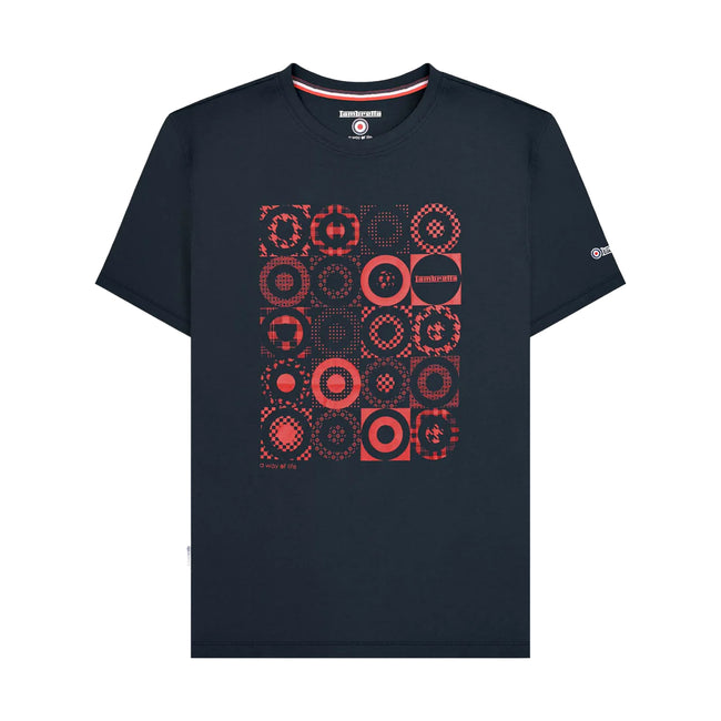 Navy - Front - Lambretta Mens SS25 Target Pattern T-Shirt