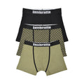 Khaki Green-Black - Front - Lambretta Mens Assorted Designs Boxer Shorts (Pack of 3)