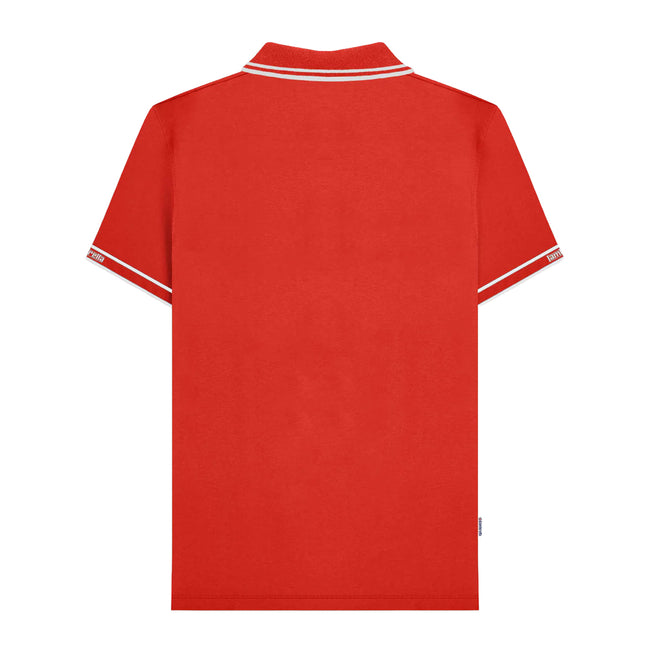 Red - Back - Lambretta Mens SS25 Branded Sleeve Polo Shirt