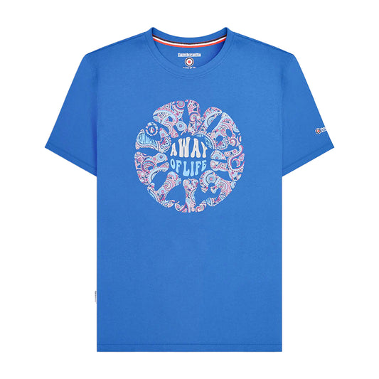 Dark Blue - Front - Lambretta Mens SS24 Paisley Roundel T-Shirt