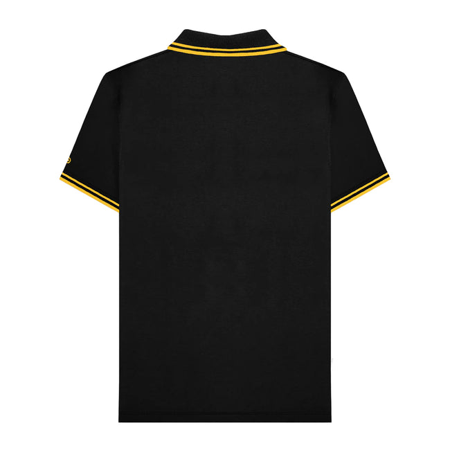 Black-Gold - Back - Lambretta Mens SS25 Two Tone Tipped Polo Shirt