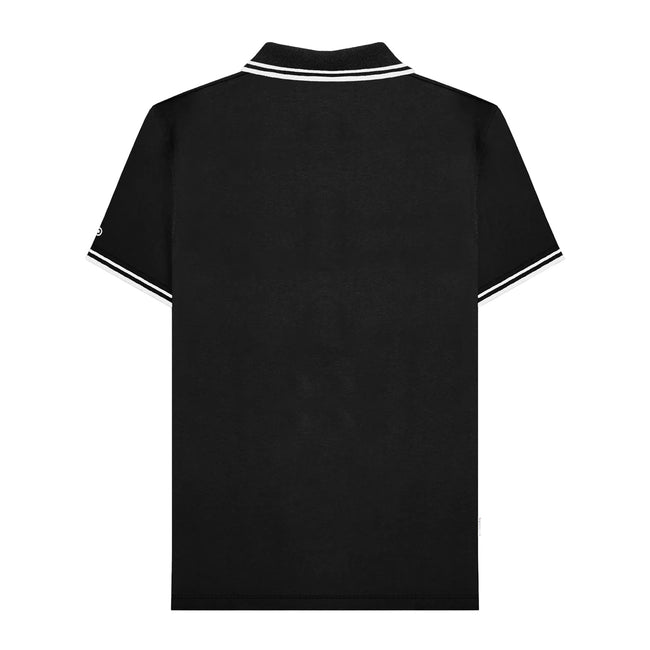 Black-White - Back - Lambretta Mens SS25 Two Tone Tipped Polo Shirt