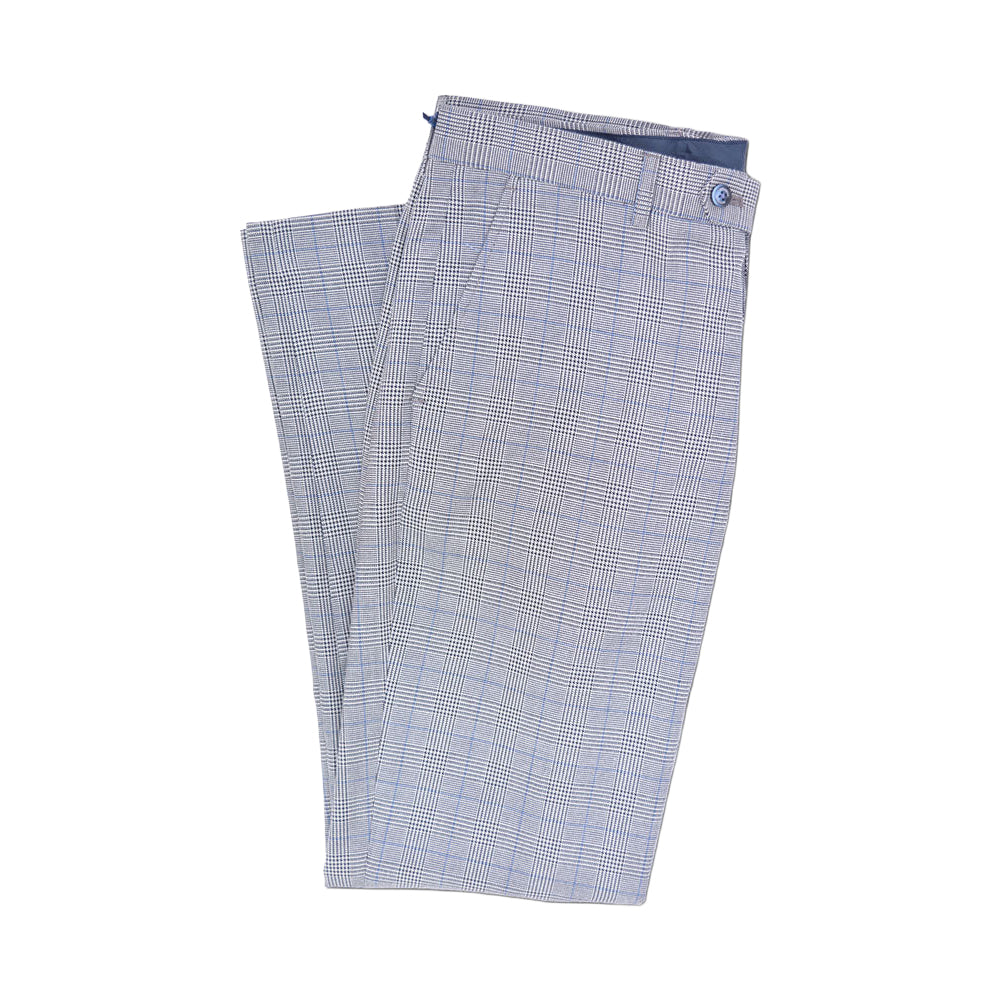 Grey - Side - Lambretta Mens George Pow Check Suit Trousers