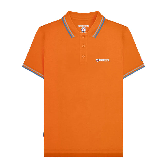 Orange-Sky - Front - Lambretta Mens SS25 Twin Tip Polo Shirt
