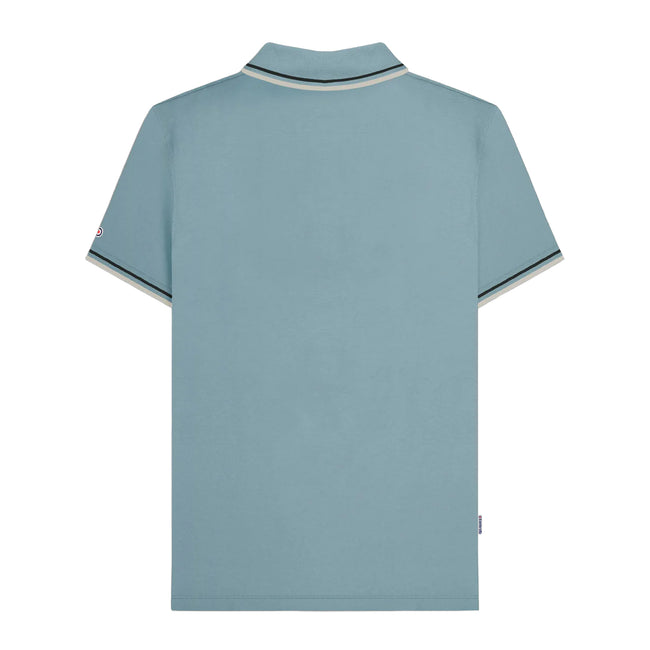 Smoke Blue - Back - Lambretta Mens SS25 Twin Tip Polo Shirt