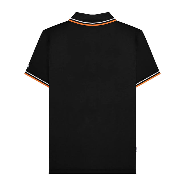 Black-White - Back - Lambretta Mens SS25 Twin Tip Polo Shirt