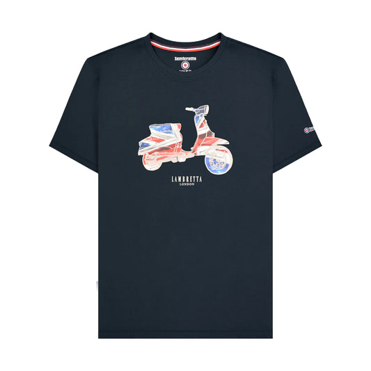 Navy - Front - Lambretta Mens AW24 Scooter Flag Big & Tall T-Shirt