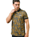Black-Gold - Side - Lambretta Mens SS25 Paisley Branded Polo Shirt