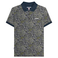 Navy-Grey - Front - Lambretta Mens SS25 Paisley Branded Polo Shirt