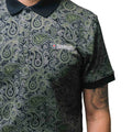 Navy-Grey - Side - Lambretta Mens SS25 Paisley Branded Polo Shirt
