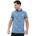 Dark Blue-Wood Ash - Side - Lambretta Mens SS25 Paisley Branded Polo Shirt