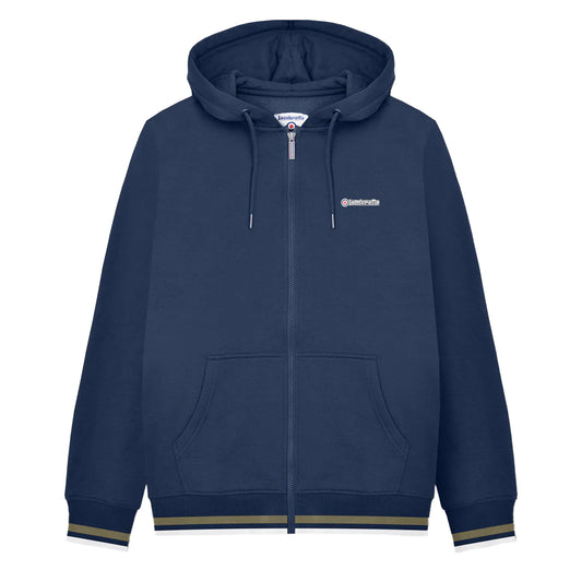 Navy-Khaki Green - Front - Lambretta Mens AW24 Full Zip Hoodie