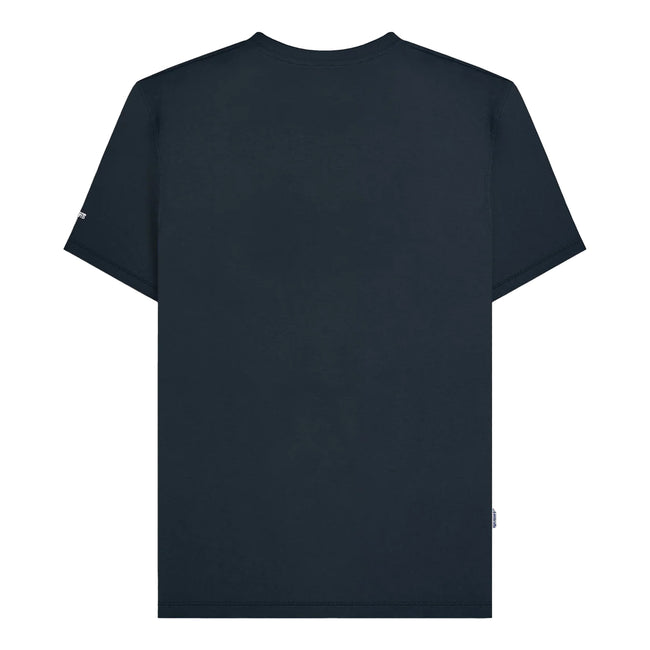 Navy-Red-White - Back - Lambretta Mens SS25 Racing Stripe T-Shirt