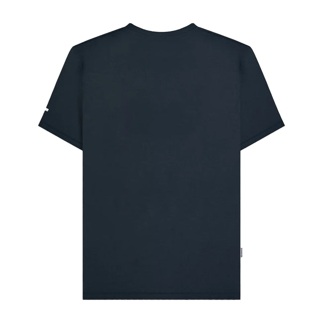 Navy-White-Blue - Back - Lambretta Mens SS25 Racing Stripe T-Shirt