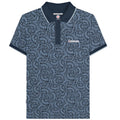Navy-Dusky Blue - Front - Lambretta Mens Paisley Tonal Big & Tall Polo Shirt