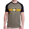 Black-Gold-Khaki Green - Side - Lambretta Mens SS24 Target Raglan T-Shirt