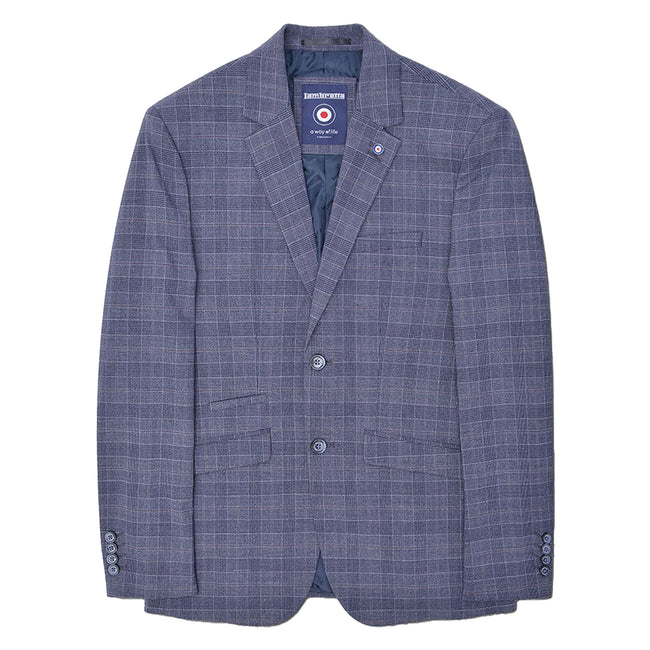 Slate - Front - Lambretta Mens Bradley Checked Blazer