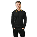 Black - Side - Lambretta Mens Tipped Long-Sleeved Polo Shirt