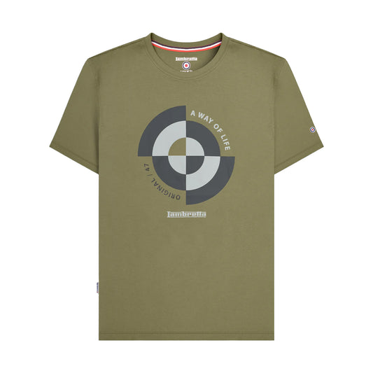 Khaki - Front - Lambretta Mens Target Quadrant Big & Tall T-Shirt