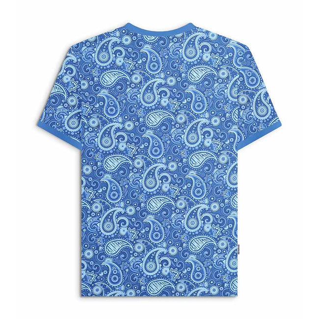 Dark Blue - Back - Lambretta Mens SS25 Paisley T-Shirt