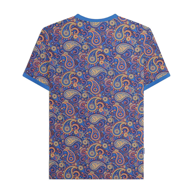 Dark Blue-Sand - Back - Lambretta Mens SS25 Paisley T-Shirt