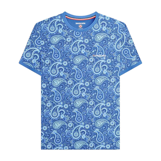Dark Blue - Front - Lambretta Mens SS25 Paisley T-Shirt