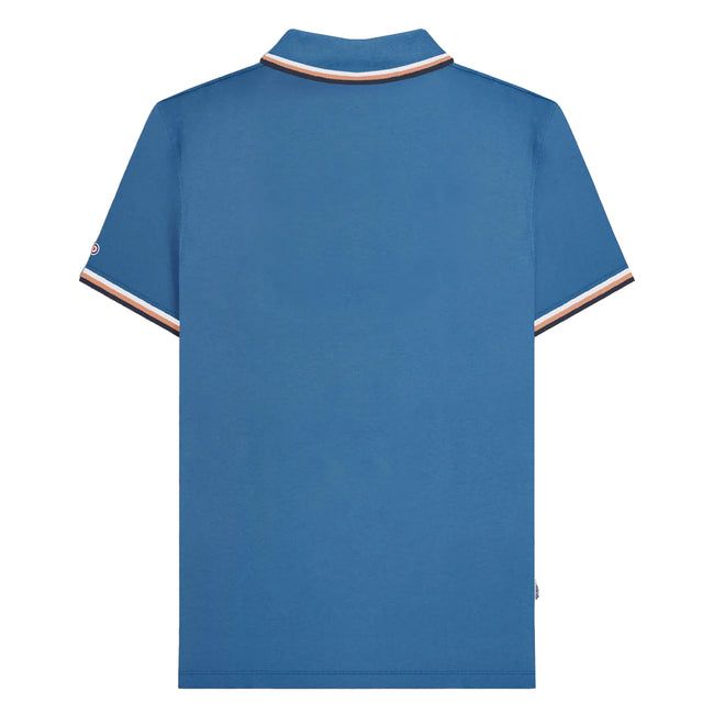 Dark Blue - Back - Lambretta Mens SS25 Triple Tipped Polo Shirt