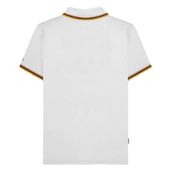 White-Gold - Back - Lambretta Mens SS25 Triple Tipped Polo Shirt
