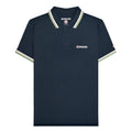 Navy-White-Stone-Basil - Front - Lambretta Mens SS25 Triple Tipped Polo Shirt