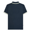 Navy-White-Stone-Basil - Back - Lambretta Mens SS25 Triple Tipped Polo Shirt