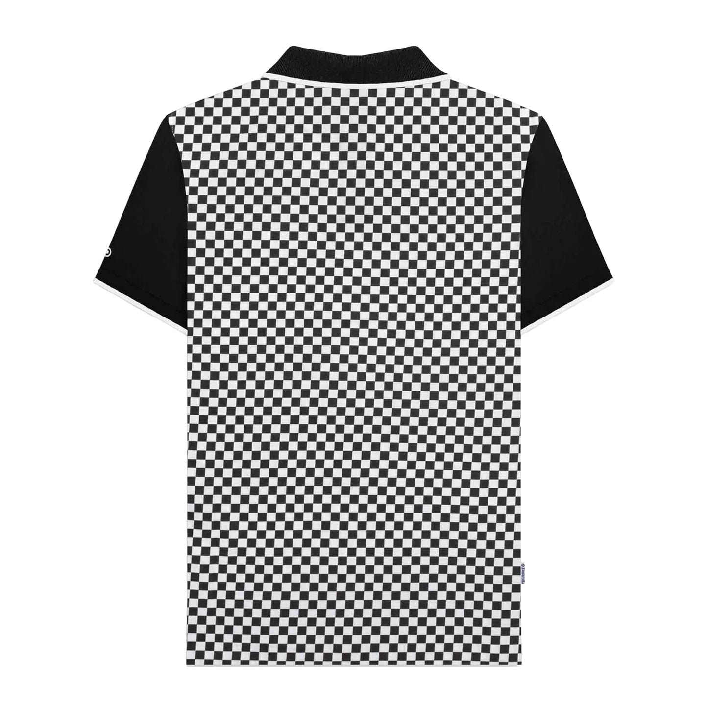 Black-White - Back - Lambretta Mens SS25 Two Tone Big & Tall Polo Shirt