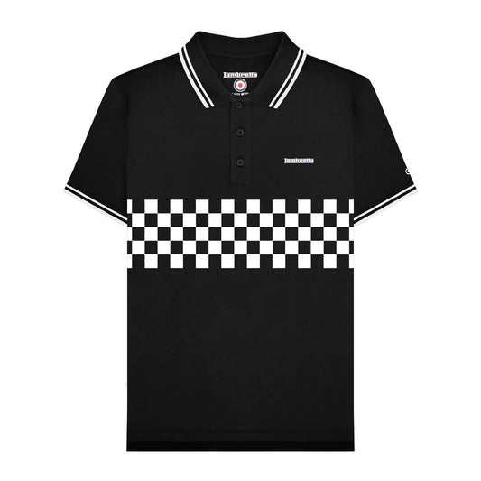 Black-White - Front - Lambretta Mens SS25 Two Tone Tipped Big & Tall Polo Shirt