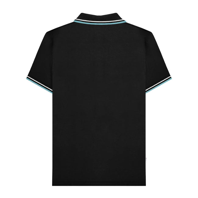 Black - Back - Lambretta Mens SS25 Vertical Stripe Polo Shirt