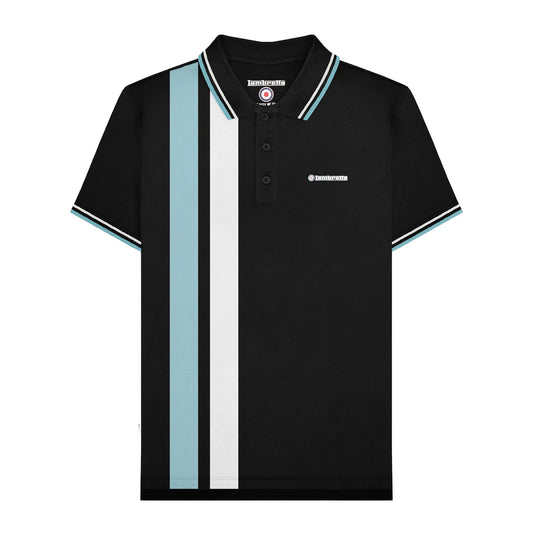Black - Front - Lambretta Mens SS25 Vertical Stripe Polo Shirt