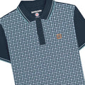 Navy - Side - Lambretta Mens SS25 Houndstooth Big & Tall Polo Shirt