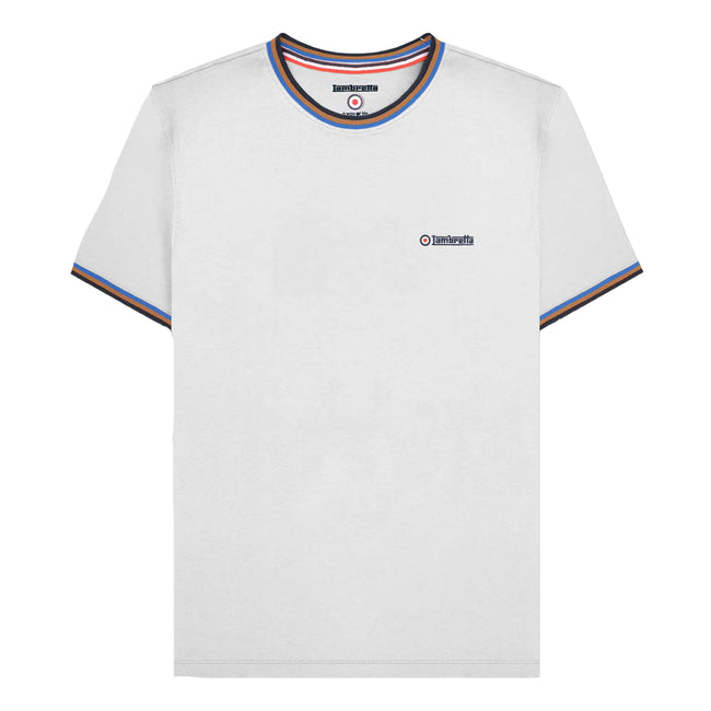White-Navy-Tobacco-Royal Blue - Front - Lambretta Mens SS25 Triple Tipped Pique T-Shirt