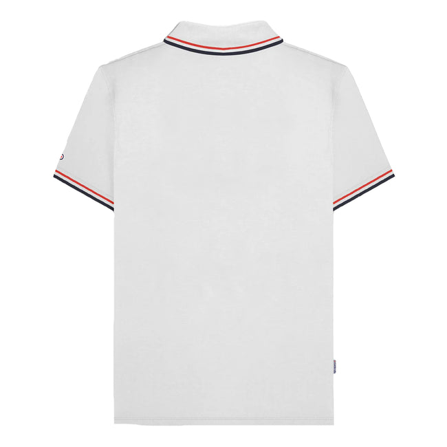 White-Red-Navy - Back - Lambretta Mens SS25 Twin Tip Polo Shirt