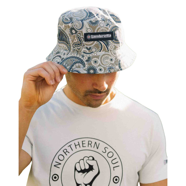 Khaki Green-Navy - Side - Lambretta Paisley Bucket Hat