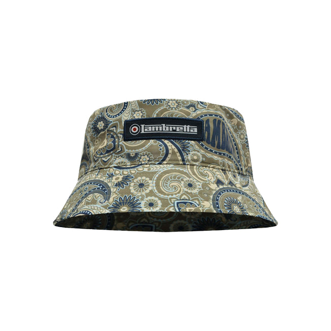 Khaki Green-Navy - Front - Lambretta Paisley Bucket Hat